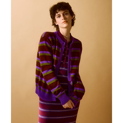 Cardigan rayé, en laine mérinos LA REDOUTE X MAZORCAS
