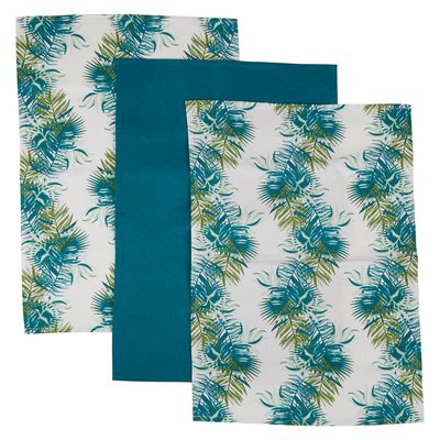 Set of 3 Cotton Tea Towels in Mixed Palm Print SO'HOME
