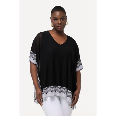Blouse à frise rayée avec encolure en V et ULLA POPKEN