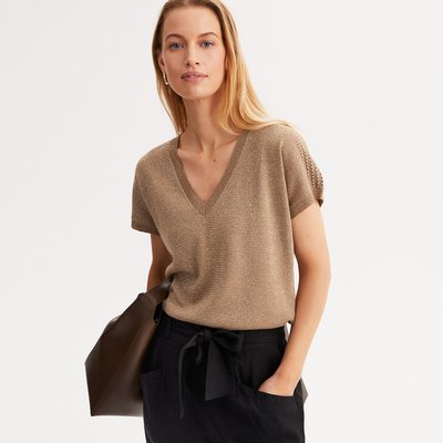 Pull col V en fine maille irisée ANNE WEYBURN