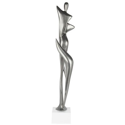 Sculpture moderne silhouette de femme couleur argent 70 cm PIER IMPORT