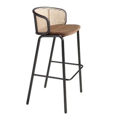 Tabouret en velours et rotin ANGEL CERDA