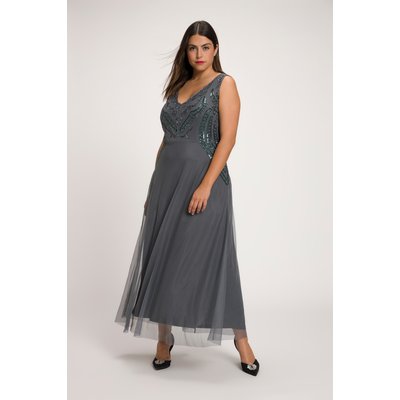 Robe maxi, doublée, perles, décolleté en V ULLA POPKEN