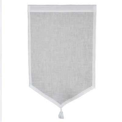 Paire de petits voilages en 100% lin avec pointe et pompon SUD ETOFFE