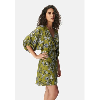 Korte jurk met bloemenprint, 3/4 mouwen, V-hals IKKS