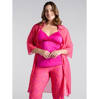Chemise caftan en georgette imprimée, avec col, boutons, manches trois-quarts FIORELLA RUBINO