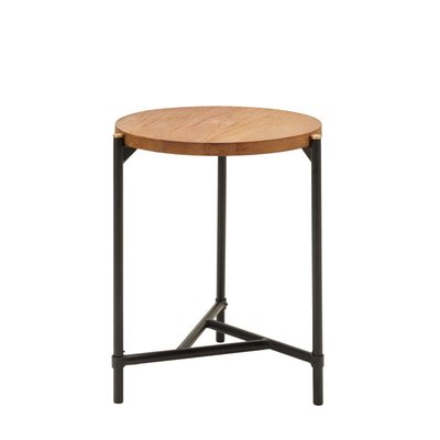Table D'Appoint en bois teck et métal graphique THIMEA MADURA