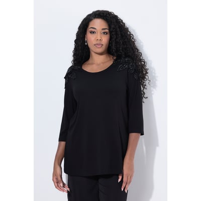 T-shirt avec fleurs en paillettes sequins ULLA POPKEN