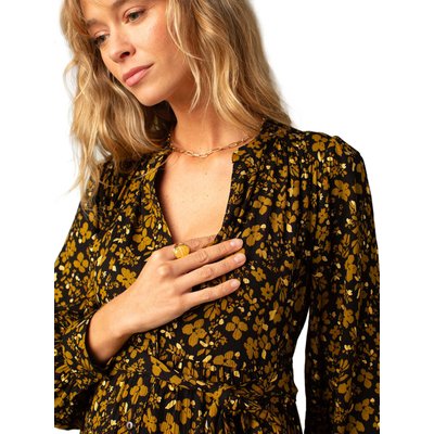 Robe longue de grossesse imprimée fleurs détails irisés ENVIE DE FRAISE