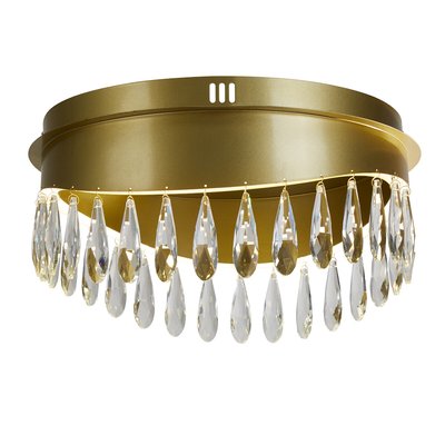 Gold LED Ceiling Light with Hanging Pear Drop Crystals SO'HOME