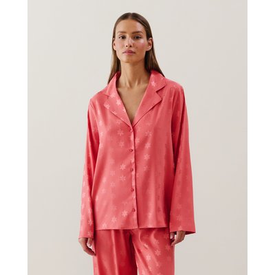 Chemise en satin à motifs fleurs rose LATTELIZ UNDIZ