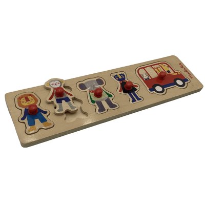 Puzzle à boutons encastrable en bois 5 pièces - Bon état MOULIN ROTY
