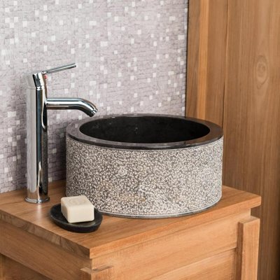 Vasque lave main en marbre ronde 35cm ELBE WANDA COLLECTION