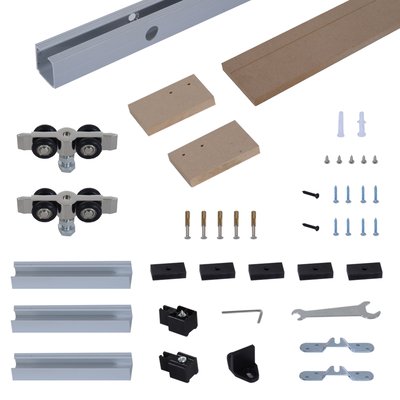 Kit de porte coulissante système galandage aluminium coffrage inclus HOMCOM