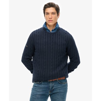 Pull ras-du-cou en maille torsadée classique en coton SUPERDRY