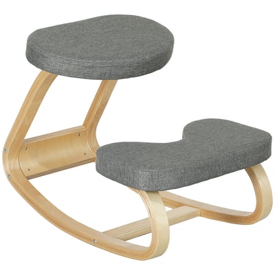 Chaise à genoux Bois de bouleau Gris HOMCOM