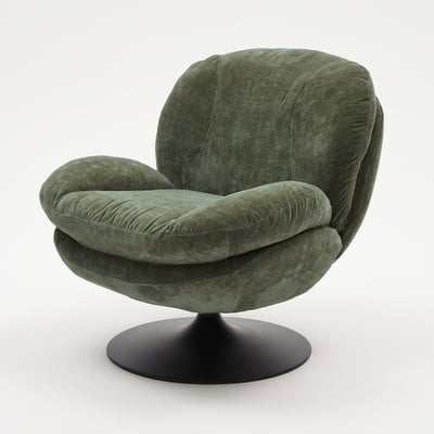 Fauteuil pivotant en tissu effet velours - RICCI MAISON PAVANE