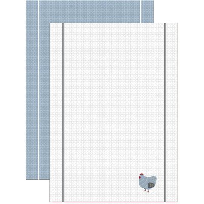 Lot de torchons imprimés en coton, Poule Kekele C DESIGN HOME TEXTILE