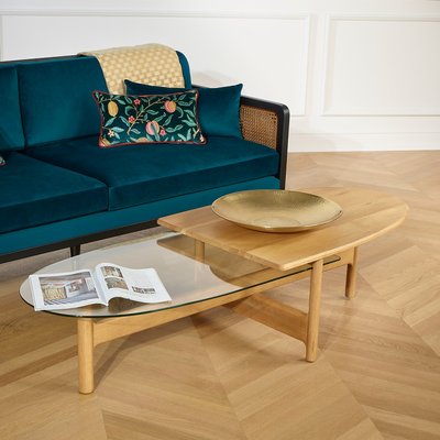 Table basse ovale en chêne et verre VANCOUVER ROBIN DES BOIS