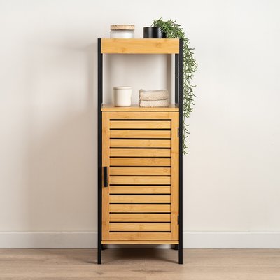 Slatted Bamboo Bathroom Slimline Storage Unit SO'HOME