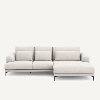 Canapé d'angle, méridienne XL droit, en toile jaspée, MARSILE AM.PM