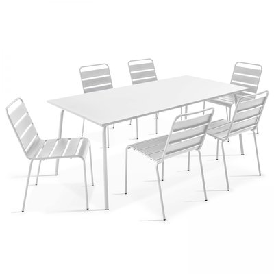 Salon de jardin table et 6 chaises en métal, PALAVAS OVIALA