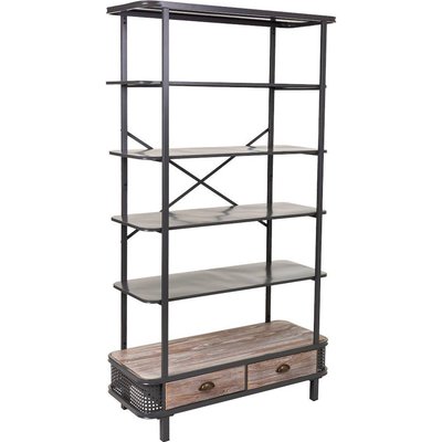 Étagère design bois et métal  avec tiroirs et étagères RECOLLECTION
