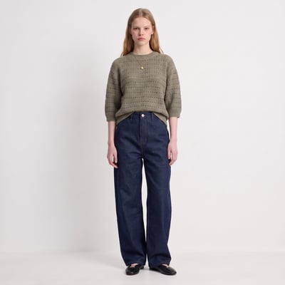 Pull manches ballon col rond maille ajourée FLELIS ARTLOVE