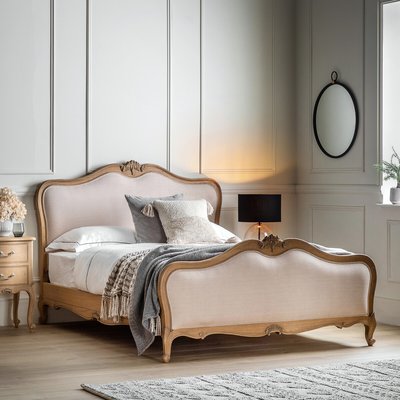 Cleo French Vintage Mahogany and Linen Bed ÉDITÉ