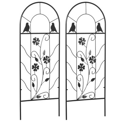 Lot de 2 treillis de jardin - dim. 38L x 98H cm - métal époxy noir OUTSUNNY