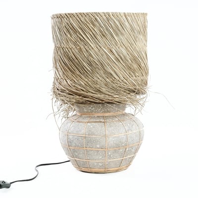 Lampe de table en terre cuite et herbe LIPSI BAZAR BIZAR