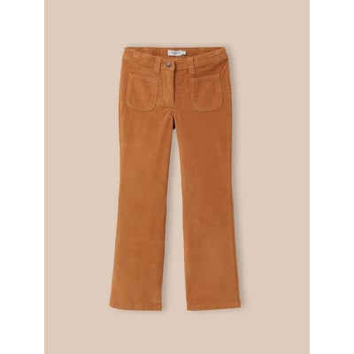Pantalon Fille Velours Côtelé évasé - Fentes Latérales - Chaud Et Doux Pour L'hiver - Taille 3 à 13 Ans