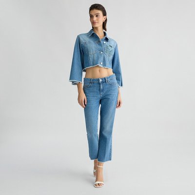 Veste cropped avec col en jean LIU JO