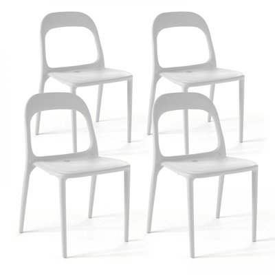 Lot de 4 chaises de jardin empilables en plastique, MILAN OVIALA