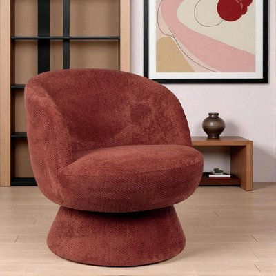 Fauteuil prune pivotant - tissu chenille, style rétro IENA PIER IMPORT