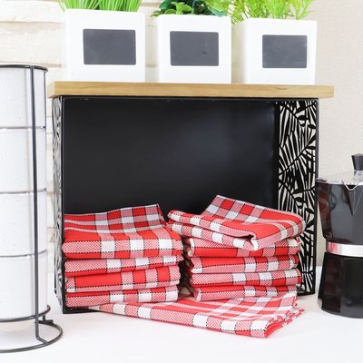 Lot de 10 serviettes de tables coton 57 fils carreaux vichy Normand NELLY LINANDELLE