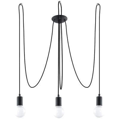Lustre Tissu Noir E27 3 Edison EDEN