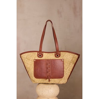 Sac panier en cuir et raphia LUCIEN Maison 123