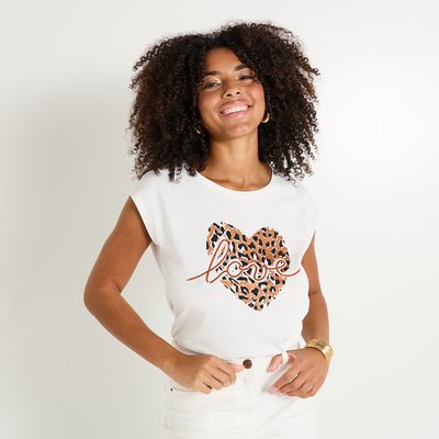 T shirt print coeur léopard GRAIN DE MALICE
