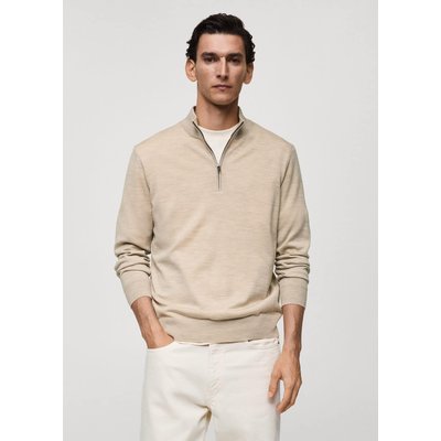 Pull-over 100 % laine mérinos col montant zippé MANGO MAN
