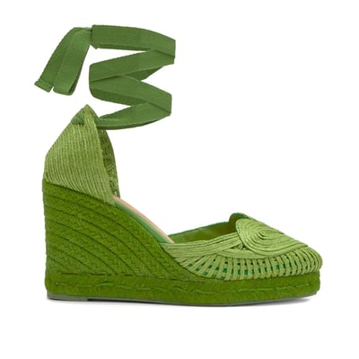 Espadrilles compensées en raphia tressé avec lacets à nouer CACIA PLATFORM CASTANER