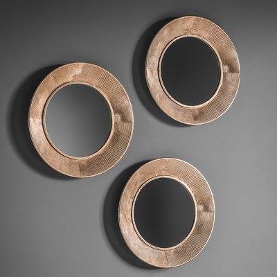 Set of 3 Gold Round Metal Mirrors SO'HOME