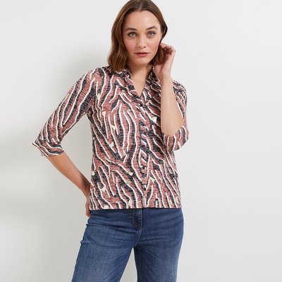 T-shirt col chemise imprimé GRAIN DE MALICE