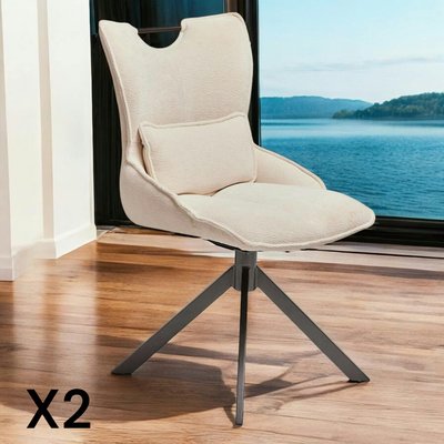 Chaise pivotante coussin et poignée tissu blanc (lot de 2) IENA PIER IMPORT