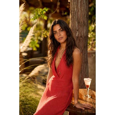 Robe longueur midi évasée uni RENNYA LA PETITE ETOILE