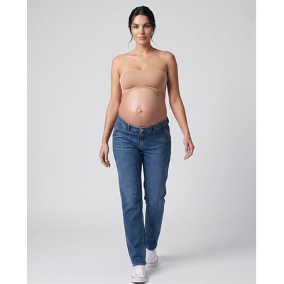 Jean de grossesse mom fit Carrie mid blue CACHE COEUR