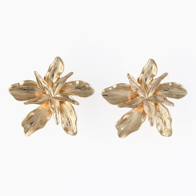 Boucles d'oreilles à clips - fleurs texturées dorées BALABOOSTE