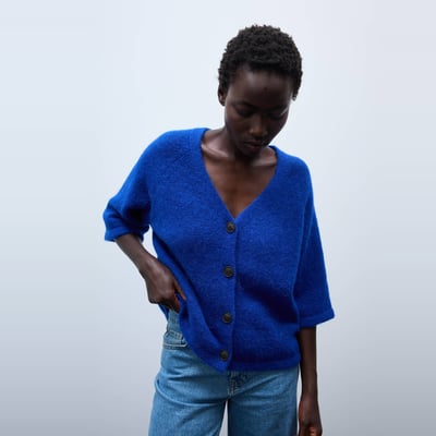 Cardigan manches coudes boutonné contenant de l'alpaga MONOPRIX