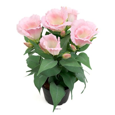 Eustoma artificiel en pot, 4 têtes de fleur ARTIFICIELLES