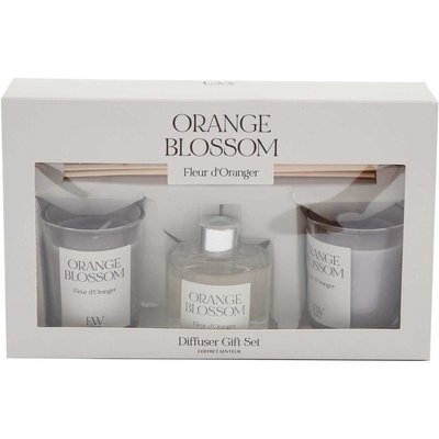 Coffret 2 bougies parfumée et diffuseur 50ml Senteur Fleur d'oranger JARDINDECO